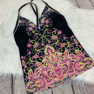 Athleta Paisley Tankini Top Size Small Tall